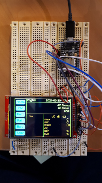 Weather-display breadboard ESP8266 setup